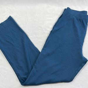 Reformation Blue Ribbed Pull-On Tencel Blend Straight Leg Pants, Size Small